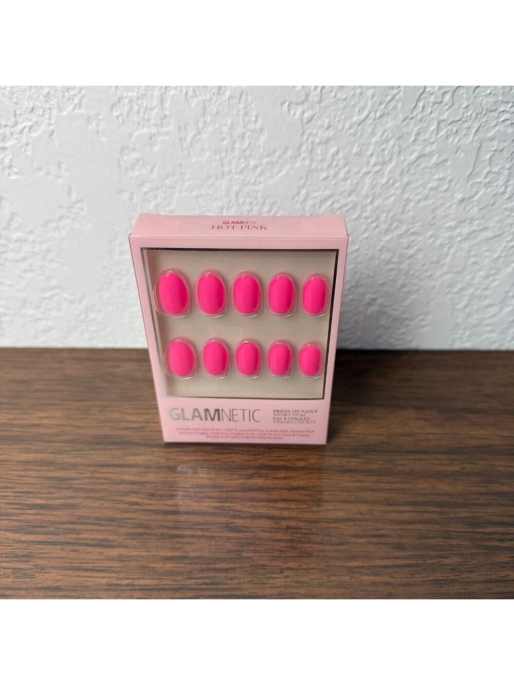 Glamnetic Press On Nails Short Oval Shaped Hot Pink NEW Glue Kit Set Vegan